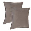 Atmosphera Bank/sierkussens huiskamer Sophia - 2x - 45 x 45 cm - taupe - polyester - met rits - Sierkussens