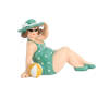 Home decoratie beeldje dikke dame zittend - groen badpak - 17 cm - Beeldjes