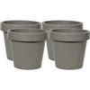 Mega Collections Plantenpot/bloempot - 4x - kunststof - taupe/bruin - buiten - D20 x H18 cm - Plantenpotten