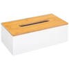 5Five Tissuedoos/zakdoekjes box - wit - MDF hout - bamboe deksel - 25 x 13 x 9 cm - Tissuehouders