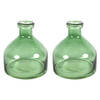 Countryfield Bloemenvaas Low Bottle - 2x - transparant groen - glas - D18 x H20 cm - Buikfles - Vazen