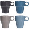 Excellent Houseware koffie/thee mokkeni¿½- 12x - stapelbaar- aardewerk - 180 ml - Bekers