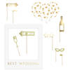 PartyDeco foto prop set Best Wedding - goud/wit - 13-delig - met frame - photobooth - Bruiloft - Fotoprops