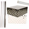 6x Rollen transparante/folie luxe inpakpapier zilveren/gouden stippen pakket - wit/zwart 200 x 70 cm - Cadeaupapier