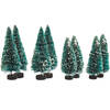 Rayher hobby kerstdorp miniatuur boompjes - 8x stuks - 9 en 12 cm - Kerstdorpen