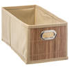 Opbergmand/kastmand 6.5 liter beige linnen/bamboe 15 x 14 x 31 cm - Opbergmanden