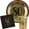 Verjaardag feest bekertjes en bordjes leeftijd - 30x - 80 jaar - goud - karton - Feestpakketten