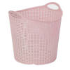 Plasticforte Gevlochten wasmand/opbergmand - flexibel - roze - 27 liter - rond - kunststof - Wasmanden