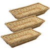 Broodmand/stokbrood mandje - 3x - rotan/riet - 17 x 37 x 7 cm - broodmand