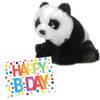 Pluche knuffel panda beer 15 cm met A5-size Happy Birthday wenskaart - Knuffelberen