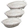 Broodmand ovaal - 3x - wit - 43 x 33 x 9 cm - mandje rotan/riet - broodmand