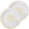 Verjaardag feest bordjes happy birthday - 20x - wit - karton - 22 cm - rond - Feestbordjes