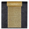 Feest tafelkleed met glitter loper op rol - zwart/goud - 10 meter - Feesttafelkleden