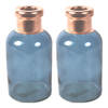 Countryfield Bloemenvaas Firm Bottle - 2x - transparant blauw/koper - glas - D10 x H21 cm - Vazen