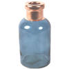 Countryfield Bloemenvaas Firm Bottle - transparant blauw/koper - glas - D10 x H21 cm - Vazen