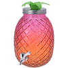 Glazen water/limonade/drank dispenser ananas roze/oranje 4,7 liter - Drankdispensers