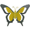 Mega Collections tuin/schutting decoratie vlinder - metaal - groen - 46 x 34 cm - Tuinbeelden