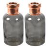 Countryfield Bloemenvaas Firm Bottle - 2x - transparant grijs/koper - glas - D10 x H21 cm - Vazen