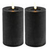 Countryfield Lyon LED kaarsen - 2x - zwart - D7,5 x H12,5 cm - timer - LED kaarsen