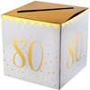 Enveloppendoos - Verjaardag - 80 jaar - wit/goud - karton - 20 x 20 cm - Feestdecoratievoorwerp