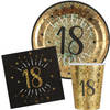 Verjaardag feest bekertjes/bordjes en servetten leeftijd - 30x - 18 jaar - goud - Feestpakketten