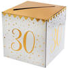 Enveloppendoos - Verjaardag - 30 jaar - wit/goud - karton - 20 x 20 cm - Feestdecoratievoorwerp