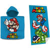 Super Mario Set bad cape/poncho en strand/badlaken - voor kinderen - Badcapes