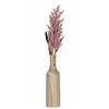 Decoratie pampasgras kunst pluim in houten vaas - oudroze - 88 cm - Kunsttakken