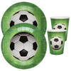 Voetbal feest wegwerp servies set - 10x bordjes / 10x bekers - groen - Feestpakketten