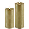 LED kaarsen/stompkaarsen - set 2x - goud - D7,5 x H15 en H20 cm - timer - warm wit - LED kaarsen