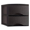 Plasticforte Thuis kantoor organizer ladeblok - 25 x 37 x 26 cm - Kunststof - Donkerbruin - 2 lades - Ladeblok