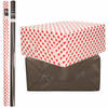 4x Rollen kraft inpakpapier liefde/rode hartjes pakket - zwart 200 x 70 cm - Cadeaupapier