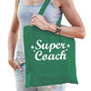 Bellatio Decorations cadeau tas voor coach/trainer - katoen - 42 x 38 cm - super coach - Feest Boodschappentassen