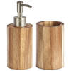 Zeller badkamer accessoires set 2-delig - acacia hout - naturel - Zeeppompjes