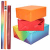 6x Rollen kraft inpakpapier regenboog pakket - regenboog/metallic rood/oranje 200 x 70/50 cm - Cadeaupapier