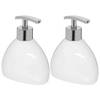 2x Stuks Zeeppompjes/zeepdispensers van keramiek - wit - 300 ml - Zeeppompjes