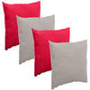 Bank/sier/tuin kussens voor binnen/buiten set 4x stuks rood/taupe 40 x 40 cm - Sierkussens