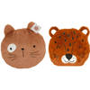 Dieren sierkussens - set 2x - kinderkamer - panter/kat - 30 cm - polyester - Sierkussens