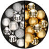 36x stuks kunststof kerstballen zilver en goud 3 en 4 cm - Kerstbal