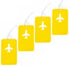 Kofferlabel van kunststof - 4x - geel - 11 x 7 cm - reiskoffer/handbagage labels - Bagagelabels