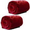 Enzo Fleece dekens/plaids 2 stuks 130 x 180 cm - fluweel rood - Plaids