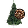 Bellatio Decorations kunst kerstboom 150 cm met kerstballen camel bruin - Kunstkerstboom