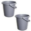 2x Emmers - 5 liter - Kunststof - Grijs - 25 x 25 x 22 cm - Emmers