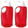Waterfles/drinkfles opvouwbaar - 10x - rood - kunststof - 770 ml - schroefdop - waterzak - Drinkflessen