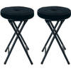 Home & Styling Bijzet krukje/stoel - 2x - Opvouwbaar - blauw Ribcord - D33 x H49 cm - Krukjes