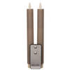 Anna Collection LED dinerkaarsen - 2x st - taupe kleur - 23 cm - LED kaarsen