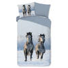 Good Morning Kinder Dekbedovertrek Flanel Snowhorses - grijs 140x200/220cm