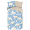 Good Morning Kinder Dekbedovertrek Flanel Polar Bear - blauw 140x200/220cm