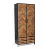 Livingfurn - Kabinetkast Brooklyn 2 lade 90cm - Mangohout / Gecoat Staal