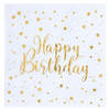 Santex Verjaardag feest servetten happy birthday - 20x - wit - 24 x 24 cm - Feestservetten